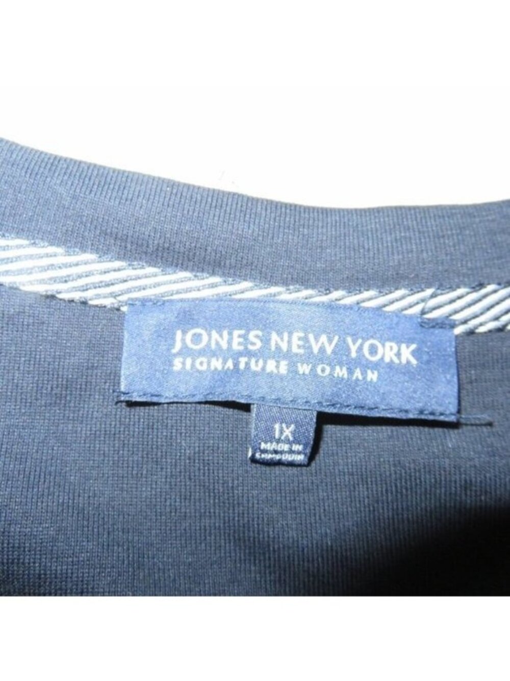 Jones  New York Classic Black 3/4 sleeve blouse top 1X made in Cambodia - Picture 5 of 8